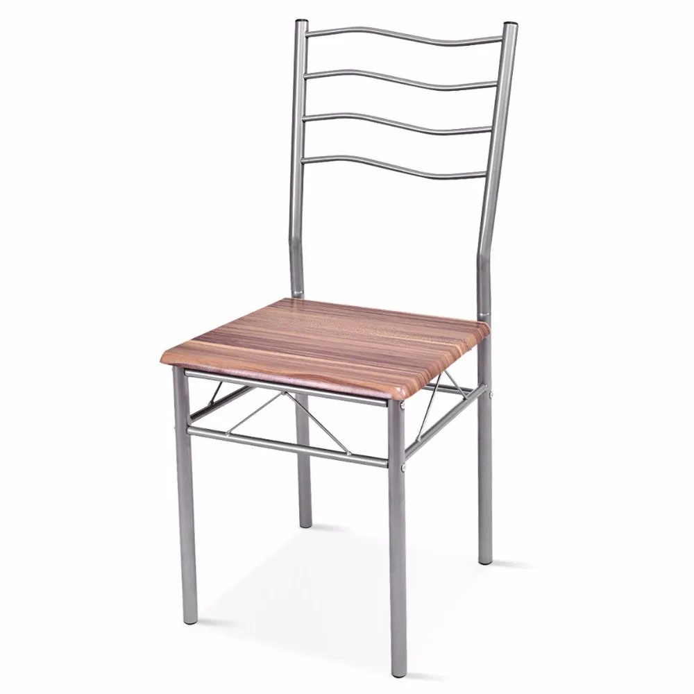 Giantex 5 Piece Dining Set Wood Metal Table and 4 Chairs Kitchen Modern Furniture New Home Furniture HW56194