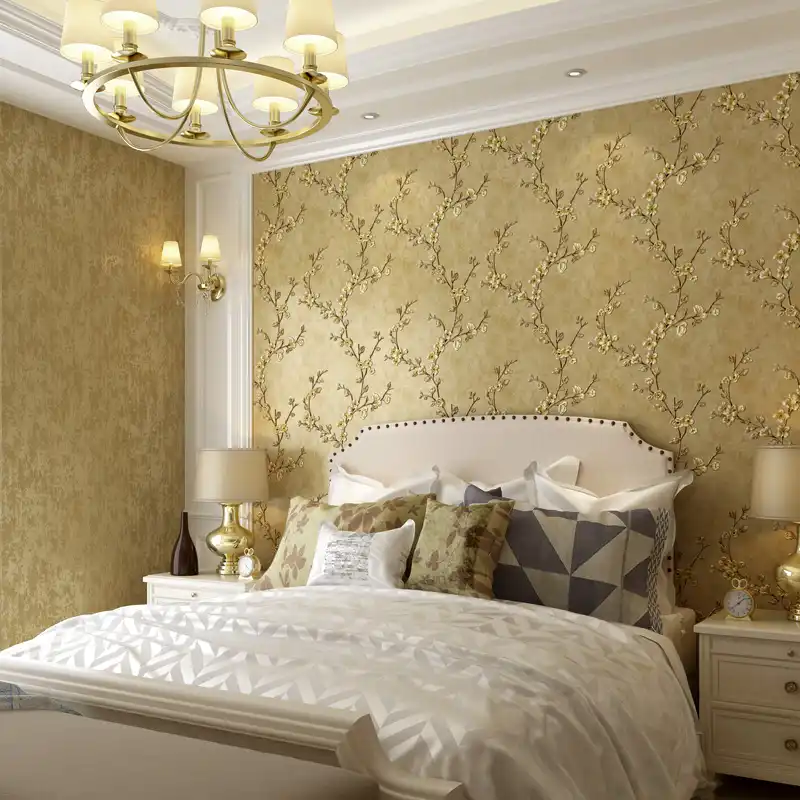 American Vintage Green Yellow Flowers Wallpaper 3d Retro Floral Bedroom Decor Wallpapers Murals Tv Background Wall Paper Ze113