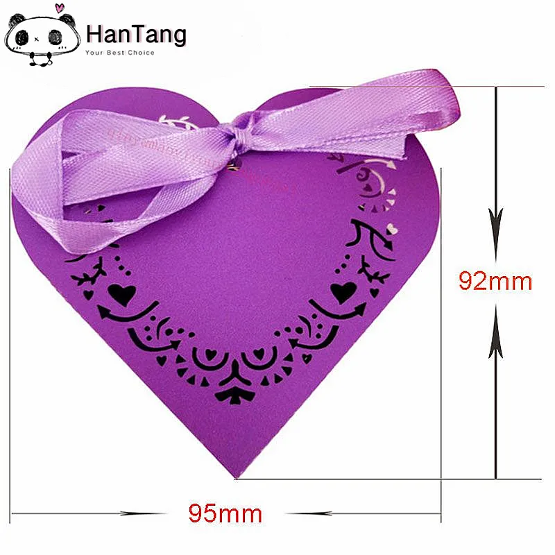 10/50PCS Candy Box Heart-shaped dragee Boxes Laser Cut Wedding decoration Party Baby Shower Gift Boxes Pearlscent Paper 5z