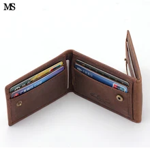 MS модный дизайн Crazy Horse кожа Винтаж Для мужчин складываются в три раза для кошелька паспорта кредитных карт сумка держатель для денег маленький кошелек K138