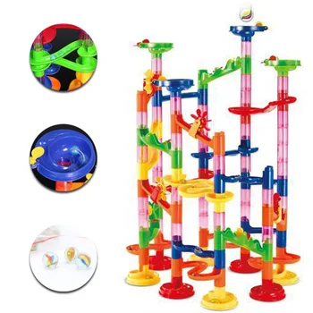 

105 Pcs/Set Race Game Run Plastic Maze Balls Track House Building Block Toys New