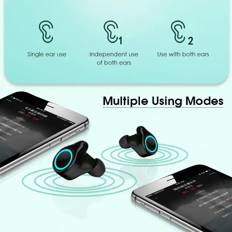 LEORY TWS Wireless bluetooth 5.0 Earphone HiFi Stereo Smart Touch Noise Reduction Headset Power Bank Bilateral Call