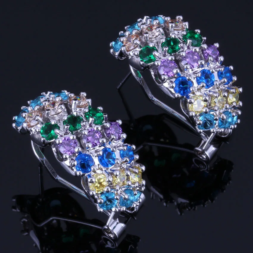 Glamorous Multigem разноцветные желтые кубические циркониевые посеребренные серьги