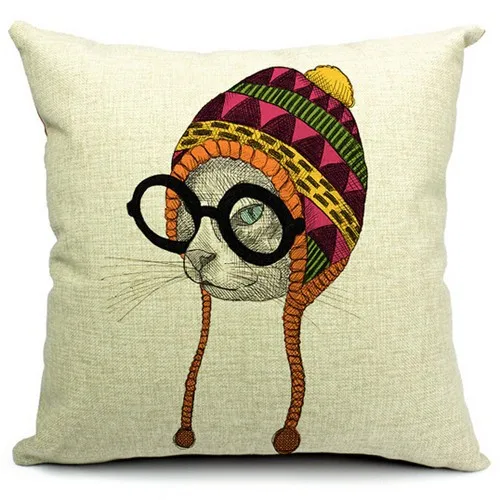 Colourful Lovely Animals 45 45cm Couple Animals Linen Pillow Cover