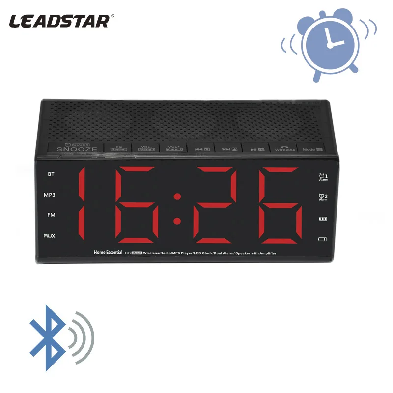 Беспроводная bluetooth колонка Leadstar fm радио часы с будильником и функцией