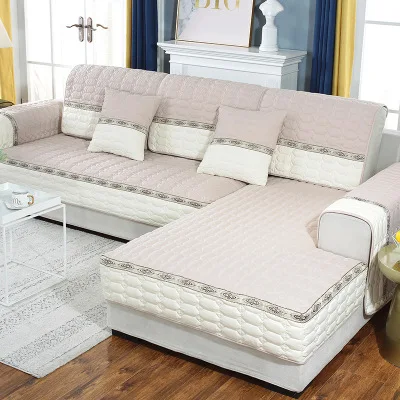 WLIARLEO, 1 шт., Одноцветный диван, полотенце из хлопка и льна, чехол для сиденья с кружевом, голубой тканевый чехол, диван, угловой чехол, funda para, диван - Цвет: Pink