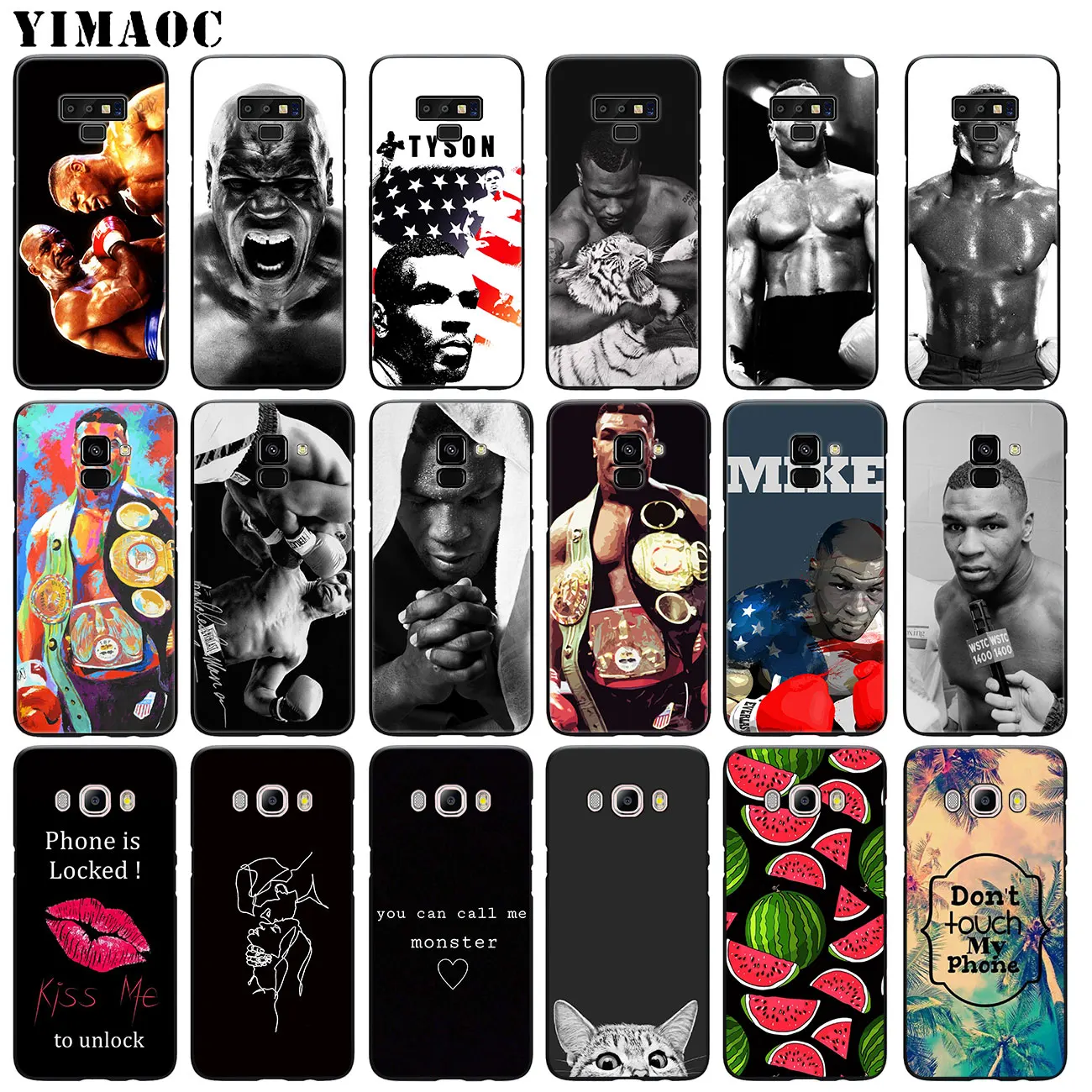 

YIMAOC Mike Tyson punch Soft Silicone Phone Case for Samsung Galaxy A6 Plus A9 A8 A7 2018 A3 A5 2016 2017 Black Note 9 8 Cover