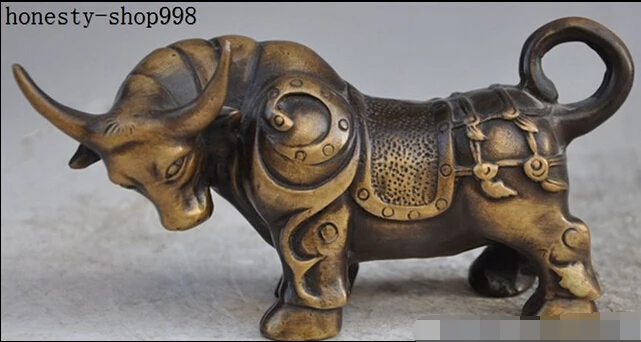 

003163 7"Chinese fengshui Lucky Bronze Zodiac animal Animal Cattle Bull Oxen Ox Statue