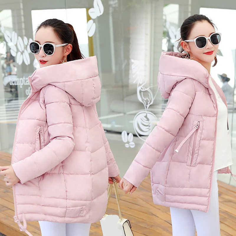 Winter Jacket Women Parka Casual Long Sleeve Down Cotton Plus Size Jacket Coat Outerwear Thick Hooded Slim Tops Jacket Coat Q589