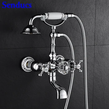 

Senducs Simple Bathroom Shower Set Chrome Phone Bathroom Bathtub Faucet Brass Bathroom Shower Faucet Bathroom Shower Set