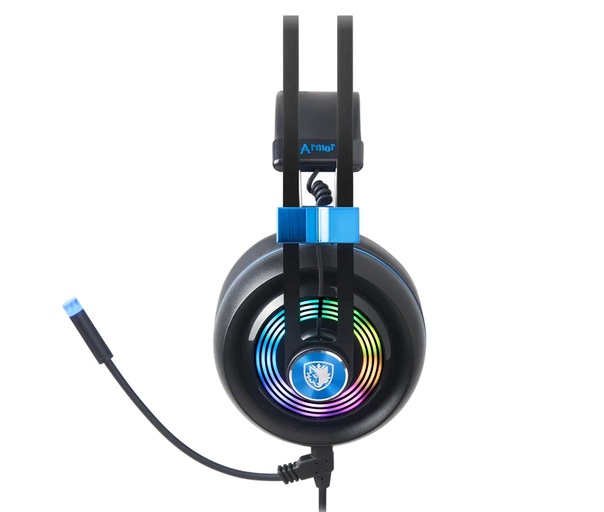  SADES Armor USB Gaming Headset Realtek Gaming Audio Lightweight RGB Lighting Noise-cancellation For