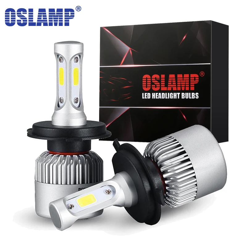 Oslamp светодиодный лампы H4 Hi-Lo луч H7 H11 H1 H3 9005 9006 COB 72 W 8000lm 6500 K авто фары автомобиля Светодиодный лампочки DC12v 24 v - изображение