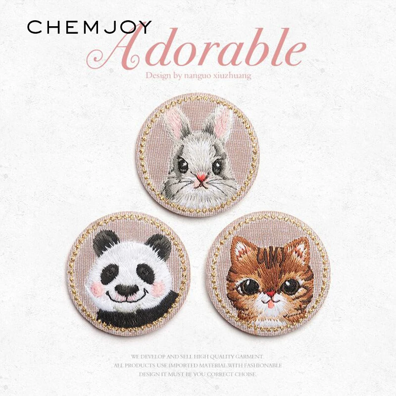 

Set of 3 Panda Animal Embroidery Iron Patch for Clothes Ironing Stickers Patches Sew Motif Applique for Jacket T-shirt DIY Badge