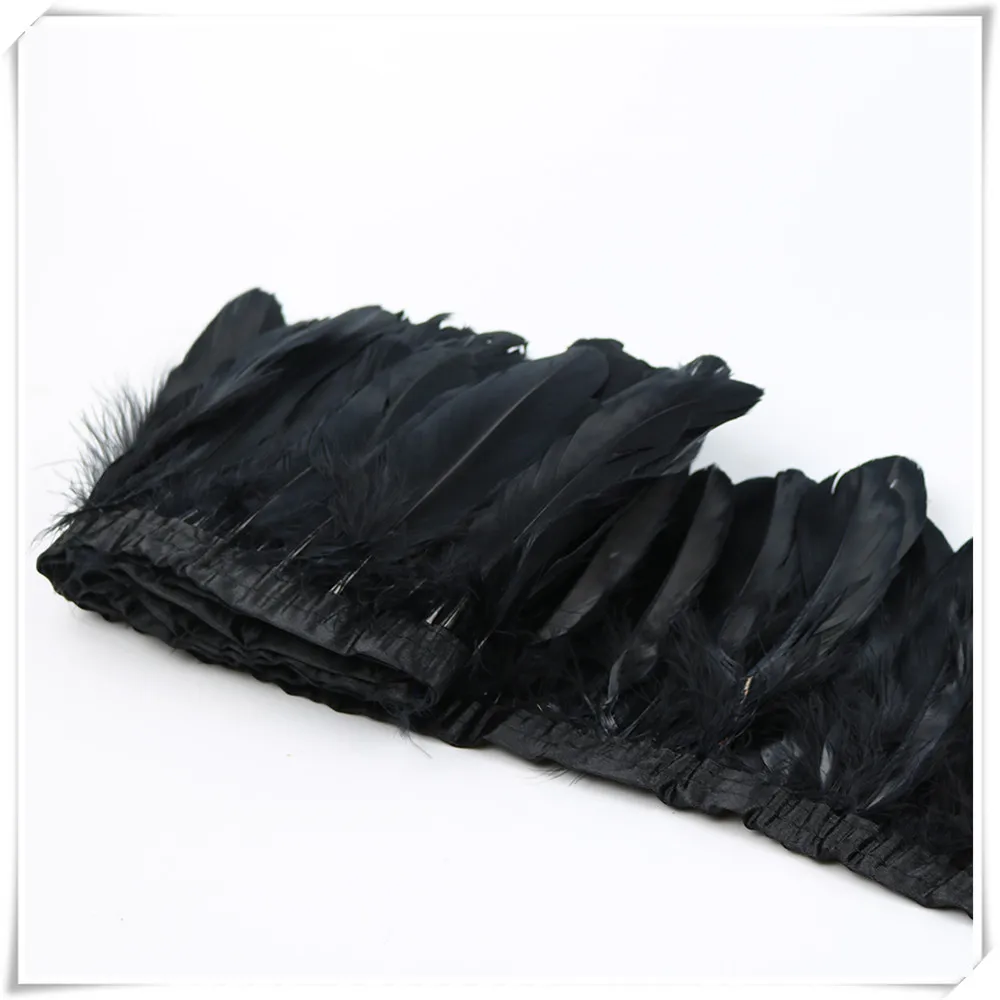 2 black goose feather fringe 5
