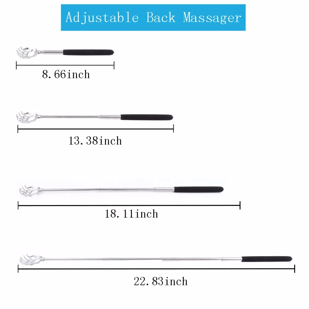 2 шт. Спиночес в виде медвежьей лапы Нержавеющая сталь Massger скребок для задней части тела телескопическая, переносной сзади массажный комплект