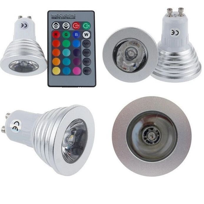 RGB лампы MR16/E27/GU10 Светодиодный прожектор 4 W светодиодный S AC110-245V лампы 24 Ключи ИК-дистанционное освещение для вечеринки для дома и бара освещения RGB светодиодный светильник