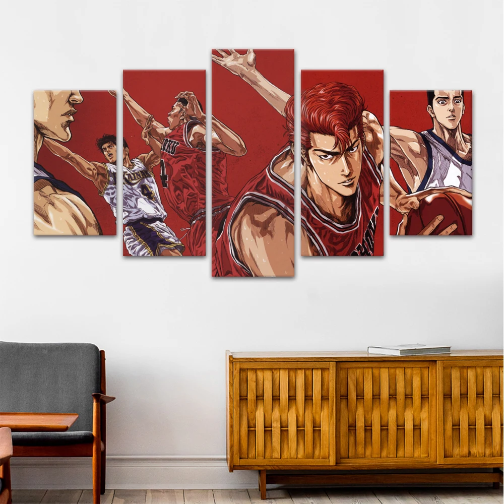 Картина маслом на холсте 5 шт. рисунок из мультфильма Slam Dunk Wall Art напечатанный
