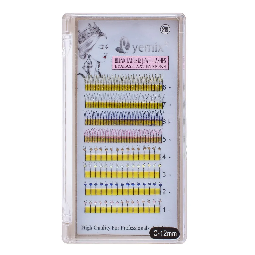 

Eyemix Glitter and Shimmery Mix Design Diamond Y Individual Eyelash Extension 6 Colors Crystal False Eye Lash Freeshipping