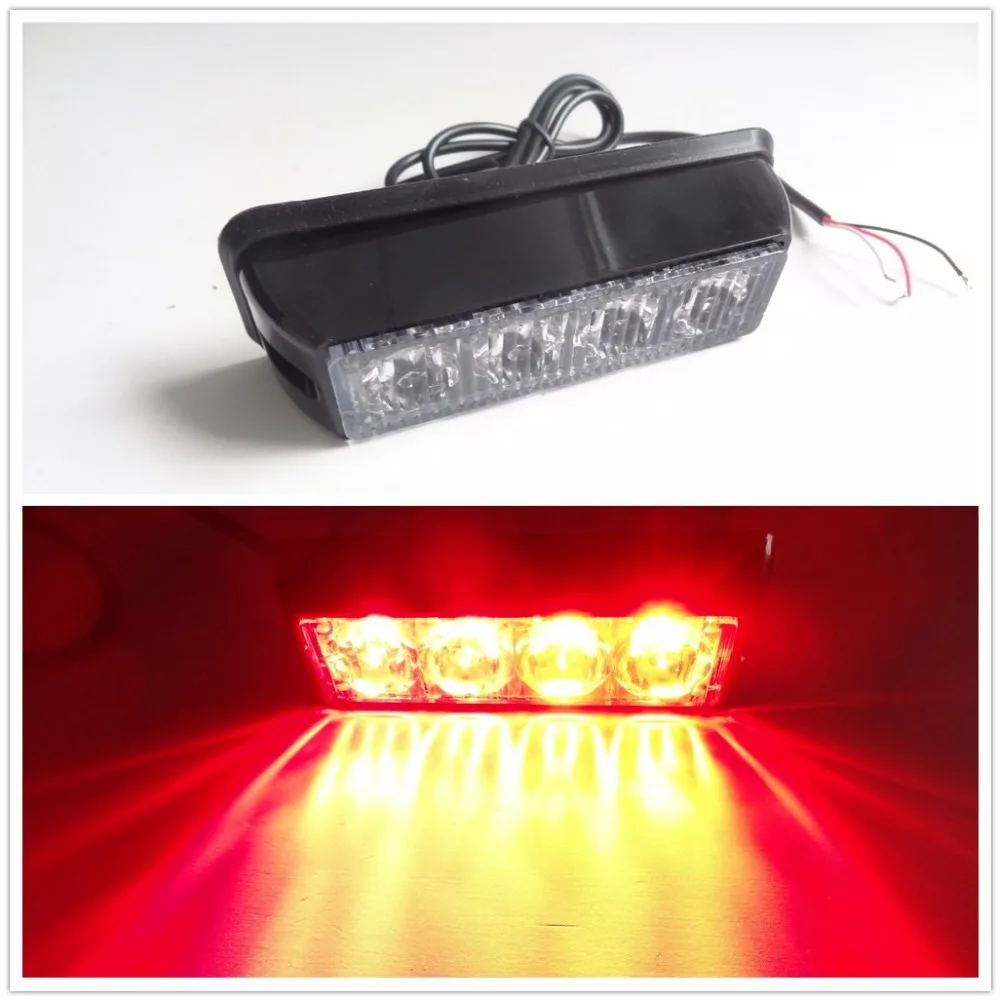Buy 08002 new video 12v Universal 1X4LED Car Amber Emergency Flash Strobe Light