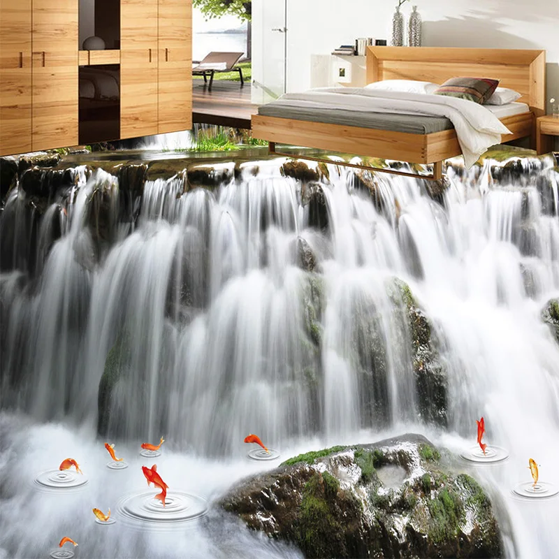 Custom Photo Wallpaper 3D Waterfalls Nature Landscape Floor Tiles