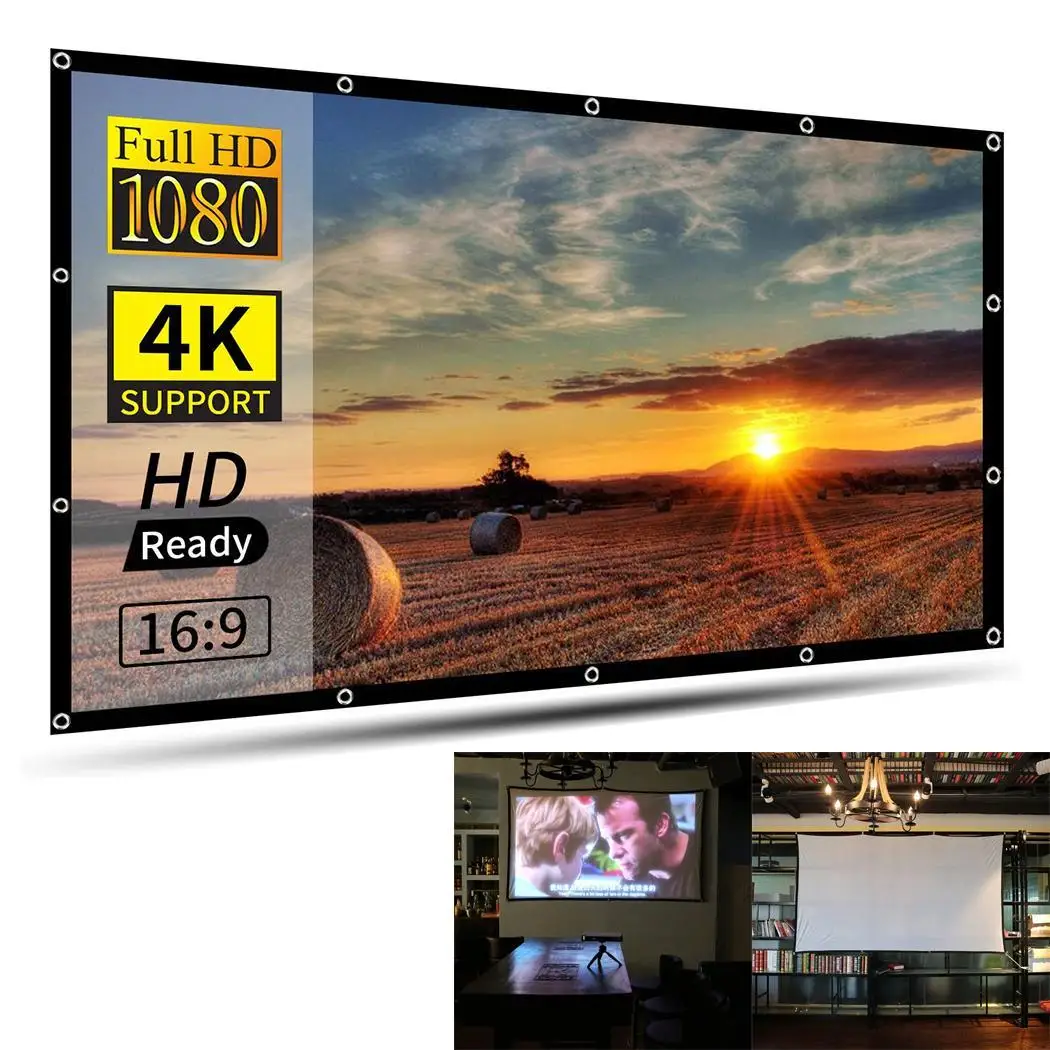 

New 100/120/136/150 inch Foldable HD Movie Projector Screen Background White for projector Cloth