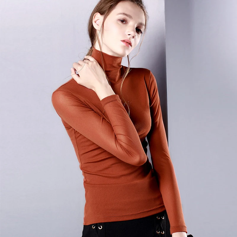 t shirt women turtleneck transparent 