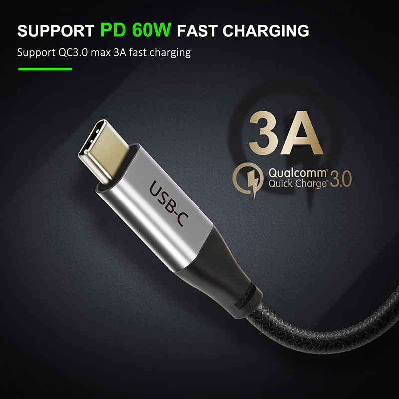 CABLETIME USB 3.1 Type C cable Gen2 10Gbps PD 60W USB C M to USB CM 5V3A Quick Sync & charge Cable for Macbook USBC 4K/60HZ C023