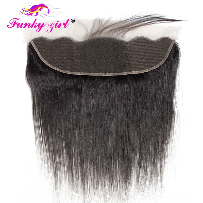 Funky Girl 13x4 Ear To Ear Lace Frontal Closure Bleached Knots With Baby Hair Brazilian Straight Closure Remy Human Hair