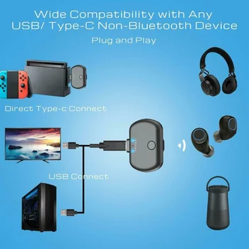 

Bluetooth 5.0 USB Type C Dual Link Aptx Low Latency Wireless music Bluetooth Transmitter Audio Adapter for PS4 Switch Macbook