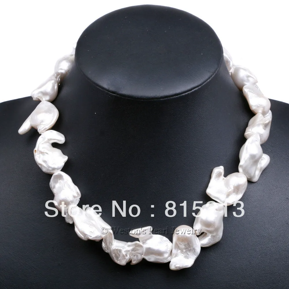 

N80 Rare 15MM-30MM Fireball Baroque Cultured Freshwater Pearl Necklace N Discount NEW