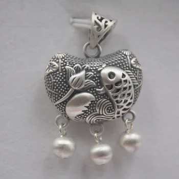 

Real S925 Silver Pendant For Men Women Baby Luck Lock Loving Pendant 37*26mm New Gift