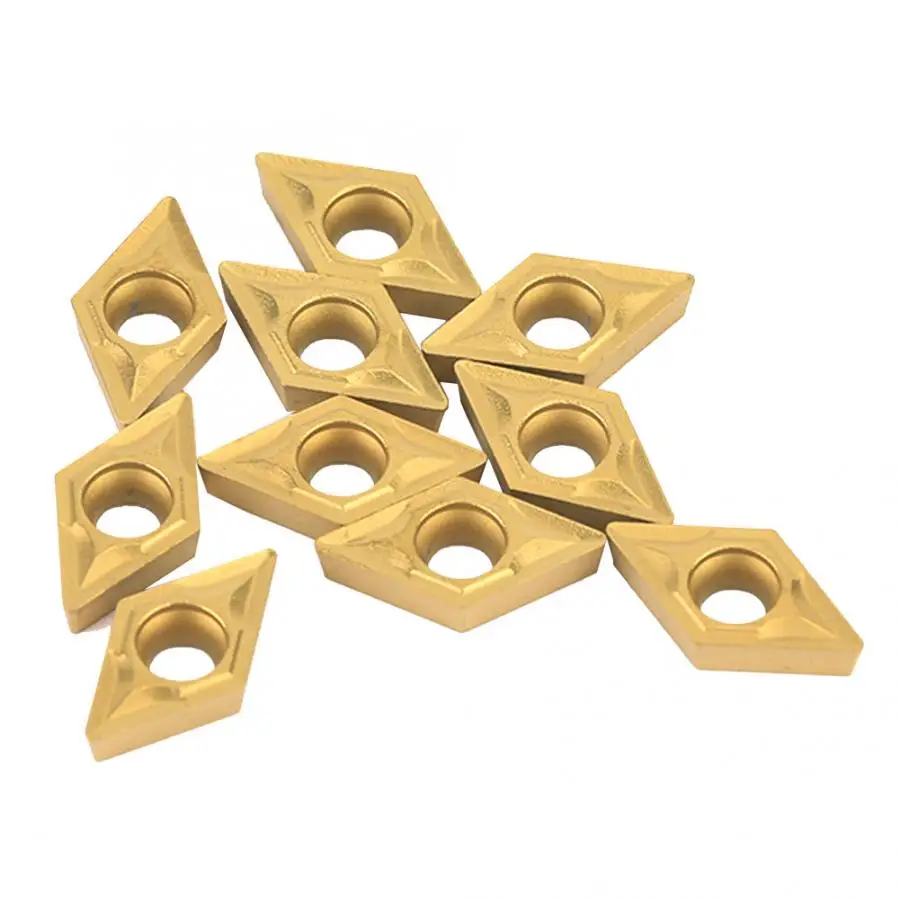 10PCS DCMT070204 US735 DCMT21.51 Carbide Insert CNC Lathe Turning Tool+1x wrench