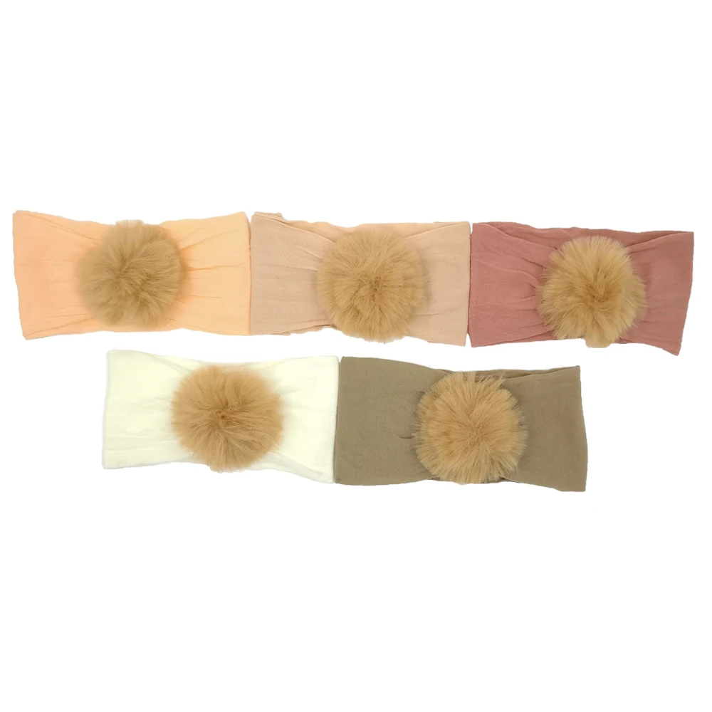 

2Pcs/lot Nylon Fur PomPom Nylon Headband Baby Girls Headband Photography Props Kidocheese