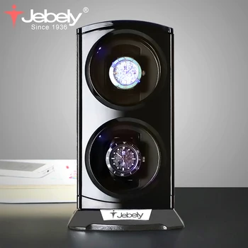 Jebely, nuevo producto, bobinador de doble reloj negro para relojes automáticos, caja de relojes, caja de exhibición para joyería o Reloj, almacenamiento de coleccionista con LED