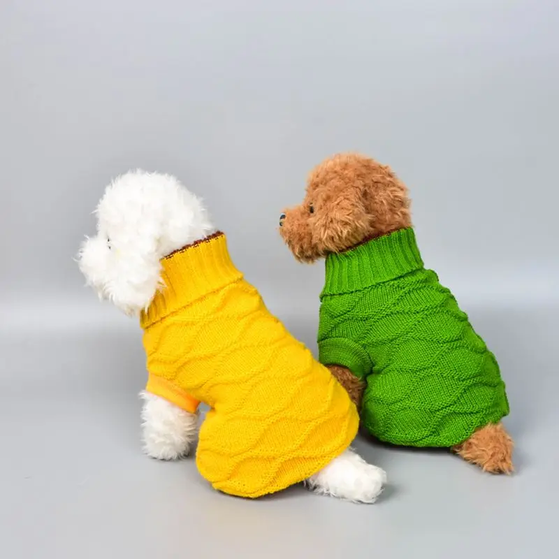 Повседневный клетчатый свитер для собак, одежда для щенков, водолазка для зимы и осени, толстовки для питомцев, костюм для собаки с высоким воротником, свитер