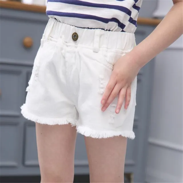 2019 New Fashion Girls Hot Blue White Black Solid Girl Ripped Hole Denim Shorts Girls Casual Pockets Female Short Jeans 5