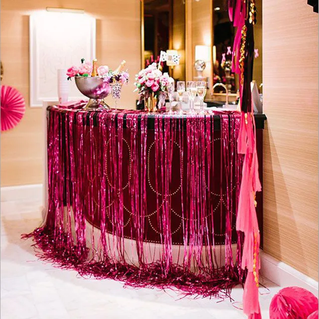 Door Wall Foil Curtains Fringe Garlands  Ribbons Backdrop Curtains 2m*1m Wedding Birthday Party Event Home Room Decor F608