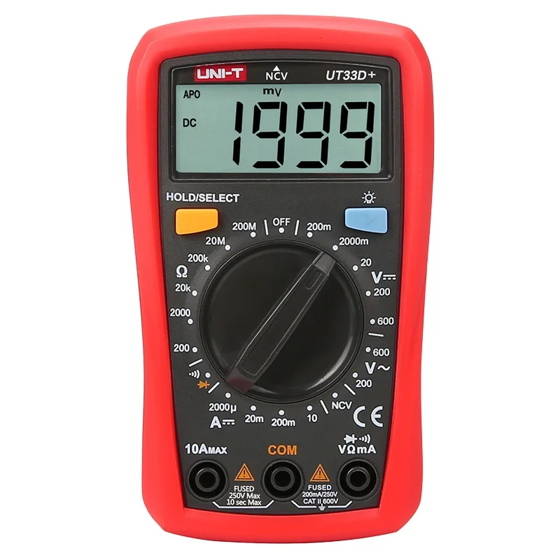 

UNI-T Palm Size Multimeter UT33A+/UT33B+/UT33C+/UT33D+ Ammeter Multitester Automatic Range DC/ AC Resistance Digital Multimeter