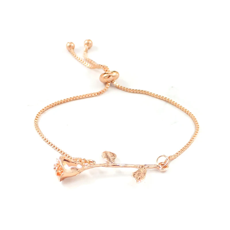 

Fashion Rose Flower Bracelet Gold And Silver Rose Gold Trichrome Rose Bracelet & Bangle For Women Charm Bridal Jewelry Gift