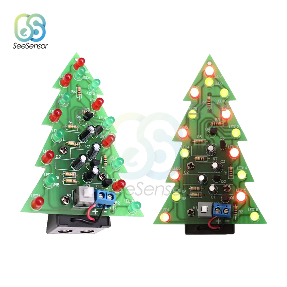 Christmas Tree LED flashing light DIY Kit Red Green Flash Circuit LED