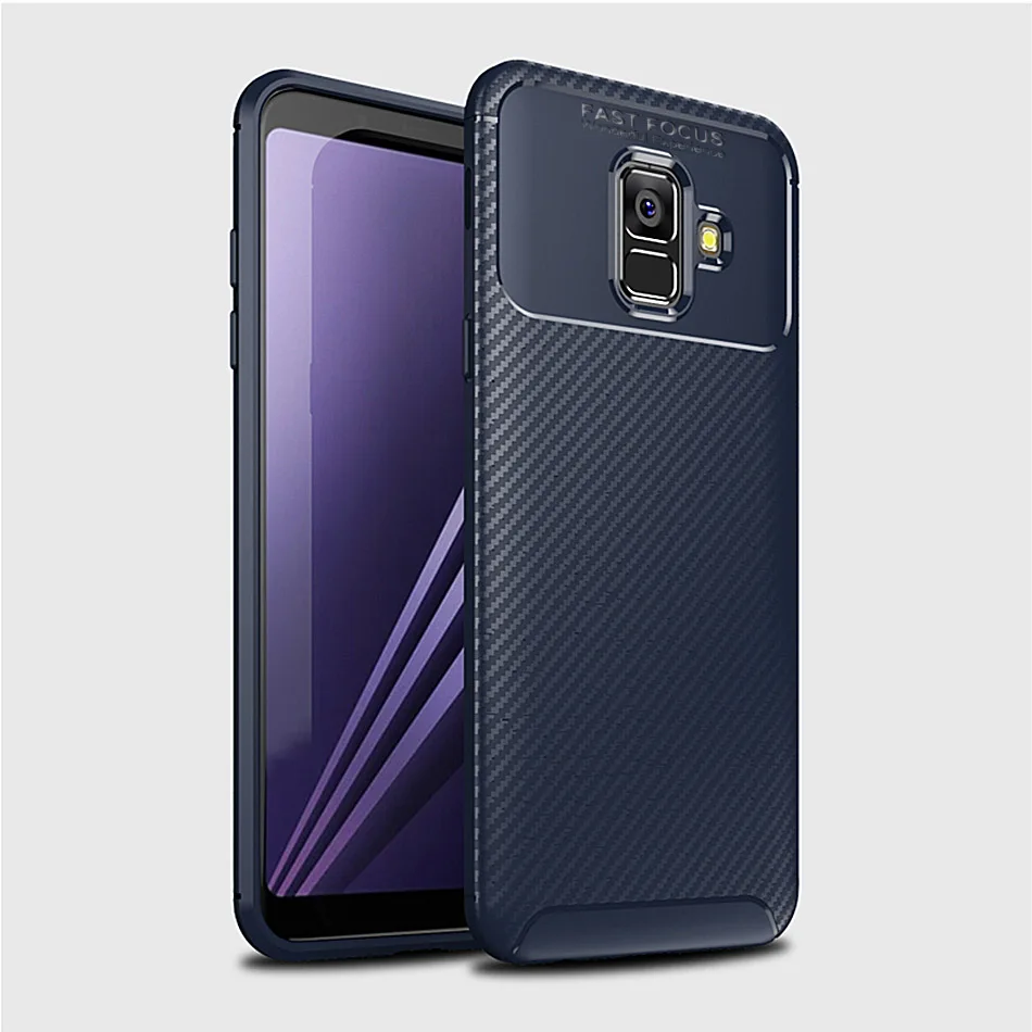 Case For Samsung A8 A530 Silicone Cover Back Shell Carbon Fiber ShockProof TPU Case For Samsung Galaxy A8 Plus A730 A8 - Цвет: Синий