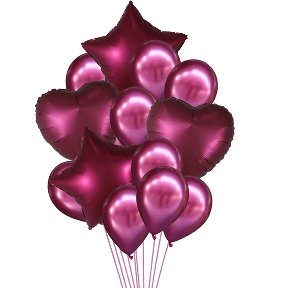 14 шт./лот латексные шары звезда гелиевый воздушный шар покрытый фольгой с днем рождения Декорации на свадьбу, вечеринку, фестиваль шар, воздушный Globos поставки - Цвет: Красный