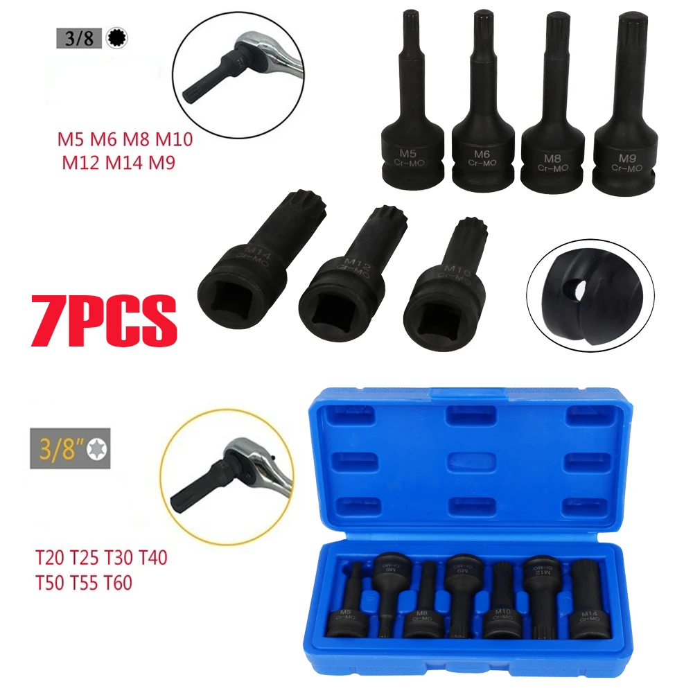 

3/8- Inch Allen Hex Driver Impact Socket Set Cr-Mo / 7 -Piece set