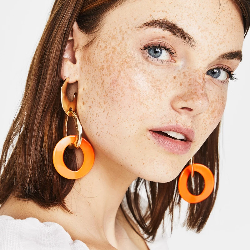 

CWEEL Round Acrylic Earrings for Women Big Dangle Charms Wedding Punk Vintage Statement Earring Female Earings Fashion Jewelry