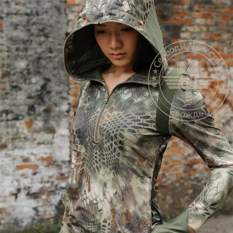 Kryptek typhon Camo Женская толстовка, Охотничья быстросохнущая девушка, тактическая девушка толстовка - Цвет: Kryptek Mountain