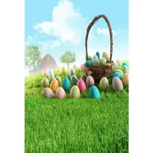 Laeacco Happy Easter Colorful Eggs Flowers Grassland Baby Natural Scenic Photo Background Photography Backdrops For Photo Studio