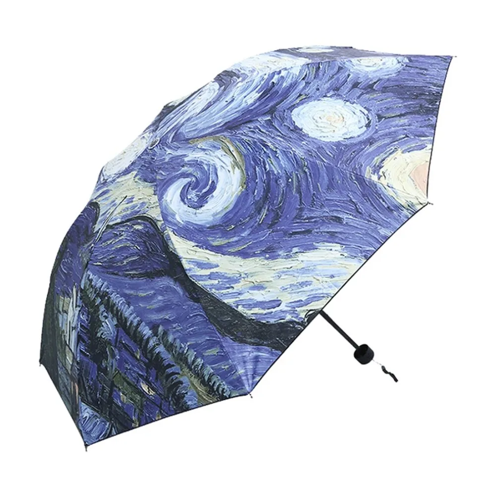 Van Gogh Famous Oil Painting Umbrella Sun And Rain Anti uv Umbrella For Men And Women Beang
