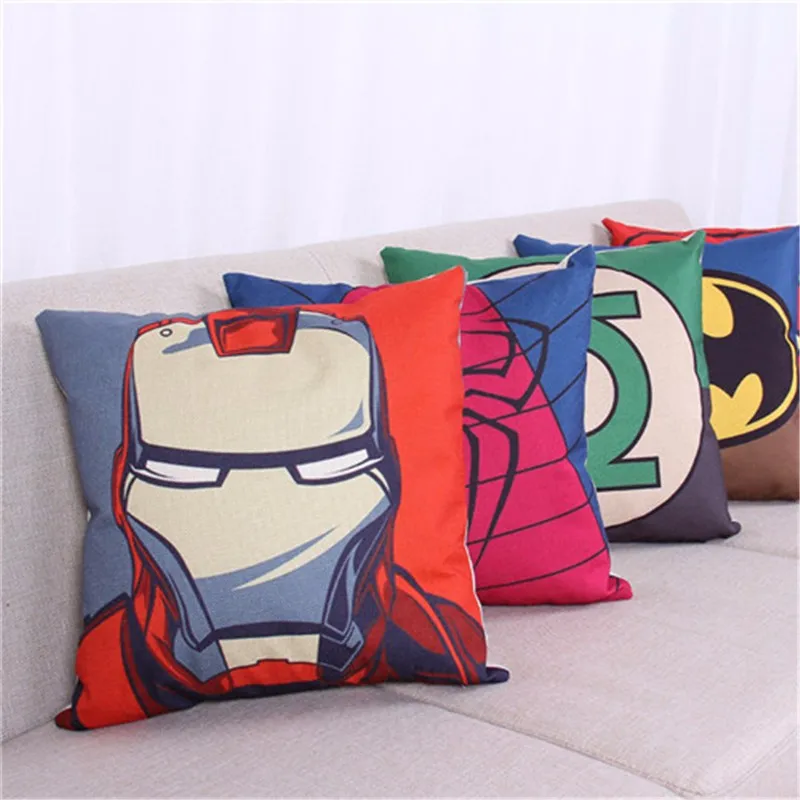 Супергерой Супермен Бэтмен Железный человек Человек-паук наволочка для подушки льняная наволочка для подушки наволочка для гостиной