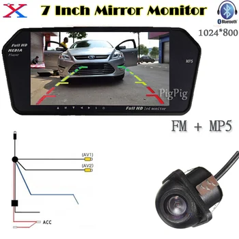 

7 InchTFT LCD Mirror Monitor 1024*600 Hight Resolution Bluetooth MP5 with USB/SD Slot Car Rearview Camera Parking Assistance