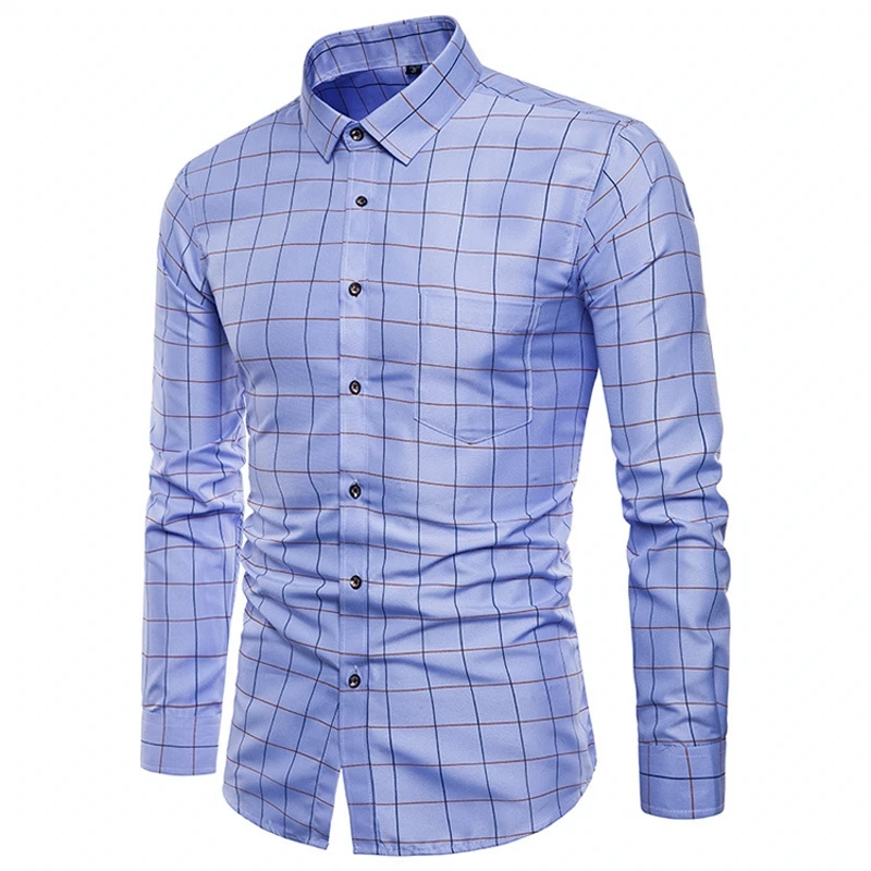 

2019 Men's Plaid Cotton Dress Shirts Male High Quality Long Sleeve Slim Fit Business Casual Shirt Plus Size 5XL
